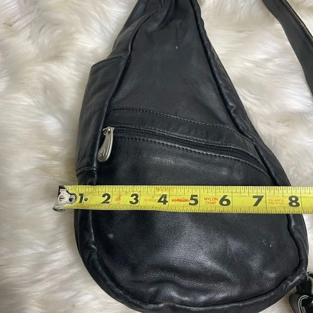 Ameri bag USAvintage Healthy Back sling back  Black Leather silver tone hardware